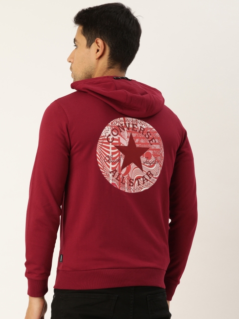 

Converse Men Maroon & Off-White Printed Hooded Sweatshirt