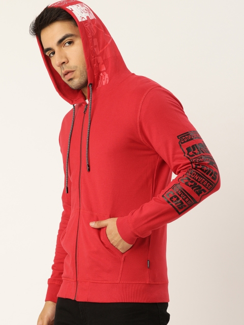 

Converse Men Red & Black Printed Hooded Sweatshirt