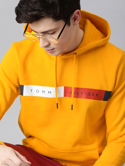 

Tommy Hilfiger Men Yellow Printed Hooded Sweatshirt