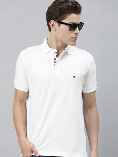 

Tommy Hilfiger Men White Solid Polo Collar T-shirt