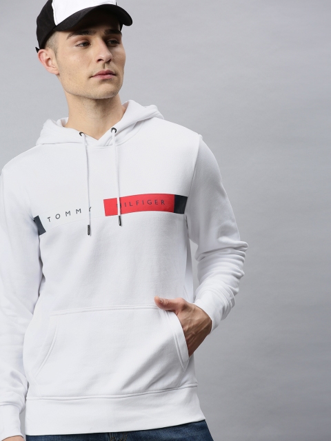 

Tommy Hilfiger Men White Printed Hooded Sweatshirt