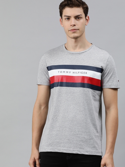 

Tommy Hilfiger Men Grey Printed Round Neck T-shirt