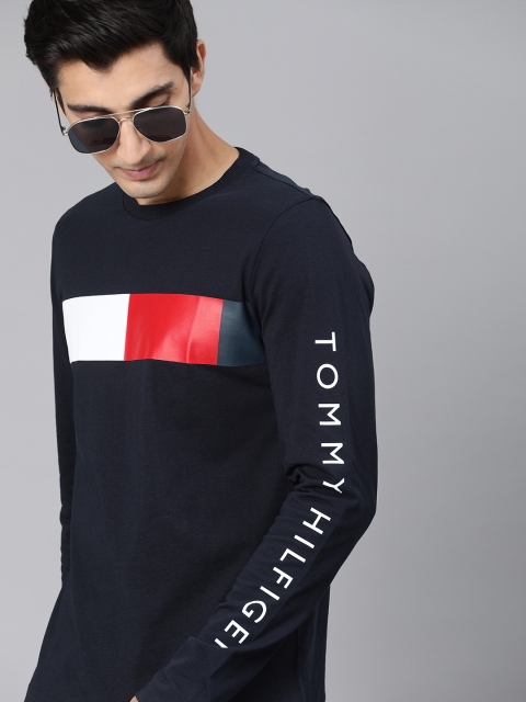 

Tommy Hilfiger Men Navy Blue Printed Round Neck T-shirt