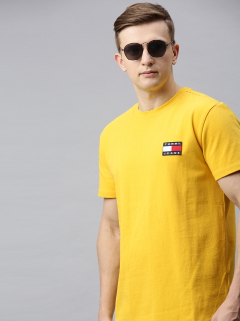 

Tommy Hilfiger Men Yellow Printed Round Neck Pure Cotton T-shirt