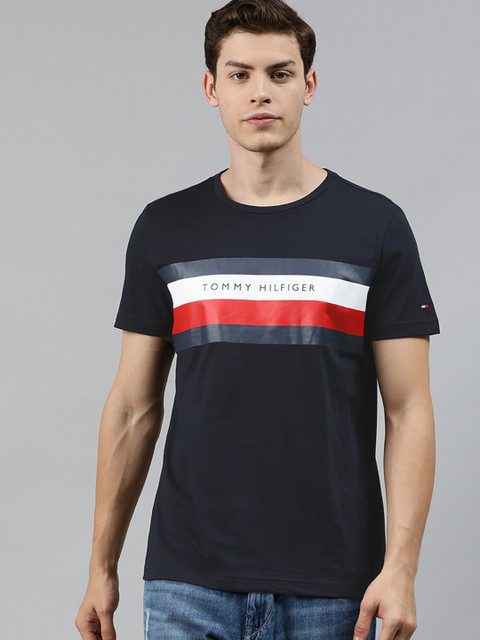 

Tommy Hilfiger Men Navy Blue Printed Round Neck T-shirt