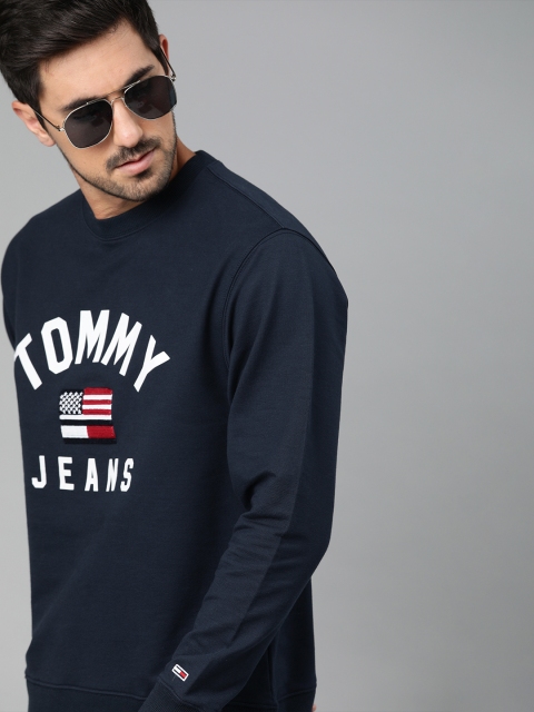 

Tommy Hilfiger Men Navy Blue & White Printed Sweatshirt