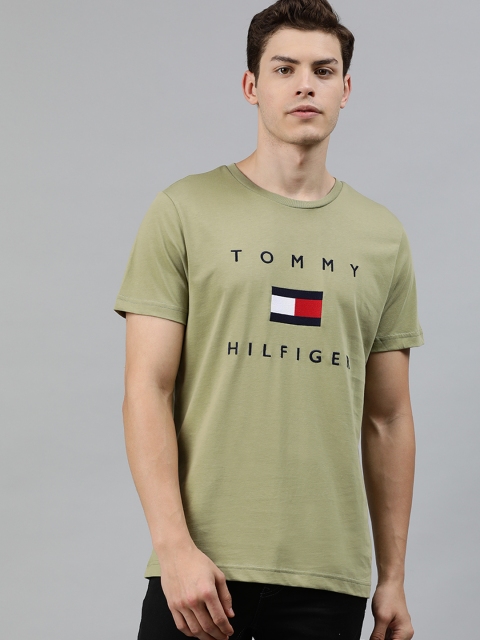 

Tommy Hilfiger Men Olive Green Printed Round Neck T-shirt