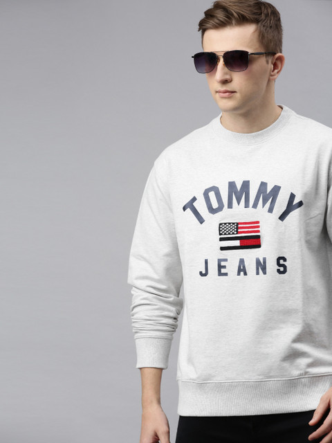 

Tommy Hilfiger Men Grey Printed Round Neck Sweatshirt with Embroidery