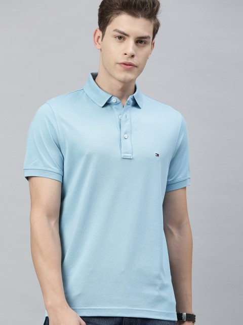 

Tommy Hilfiger Men Blue Solid Polo Collar T-shirt