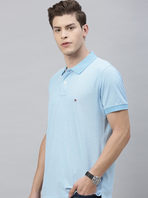 

Tommy Hilfiger Men Blue Solid Polo Collar T-shirt