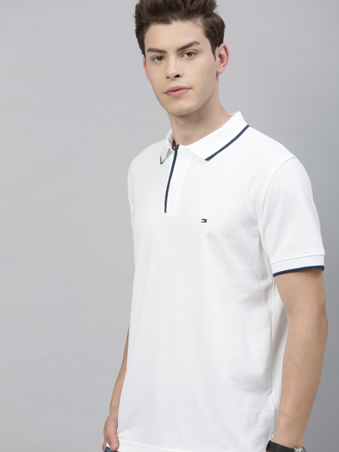 

Tommy Hilfiger Men White Solid Polo Collar T-shirt