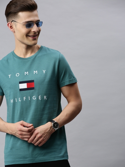 

Tommy Hilfiger Men Green Embroidered Round Neck T-shirt