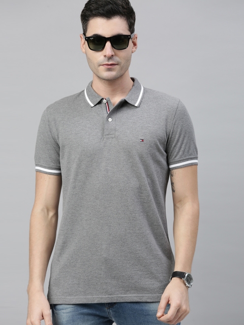 

Tommy Hilfiger Men Grey Solid Polo Collar T-shirt