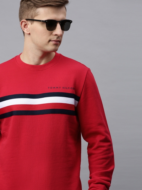 

Tommy Hilfiger Men Red & White Striped Sweatshirt
