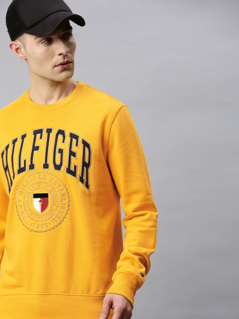 

Tommy Hilfiger Men Yellow Embroidered Sweatshirt with Applique