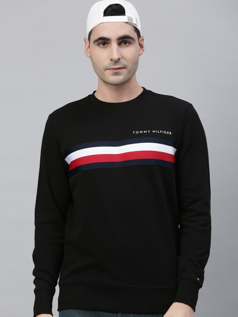 

Tommy Hilfiger Men Black Striped Sweatshirt