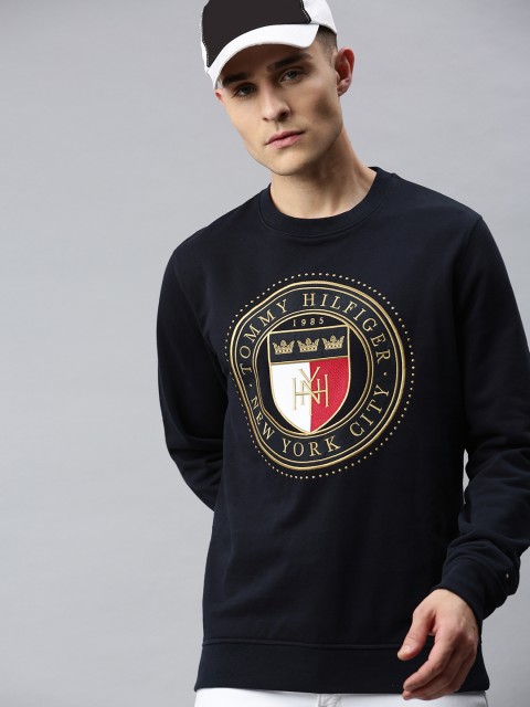 

Tommy Hilfiger Men Navy Blue Embroidered Sweatshirt
