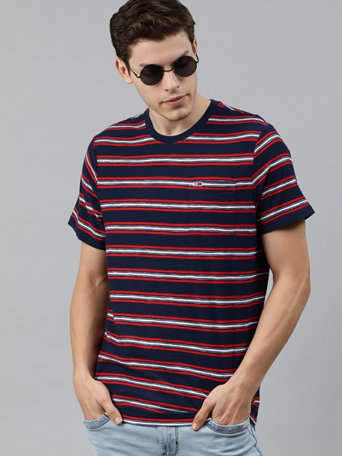 

Tommy Hilfiger Men Blue Striped Round Neck T-shirt