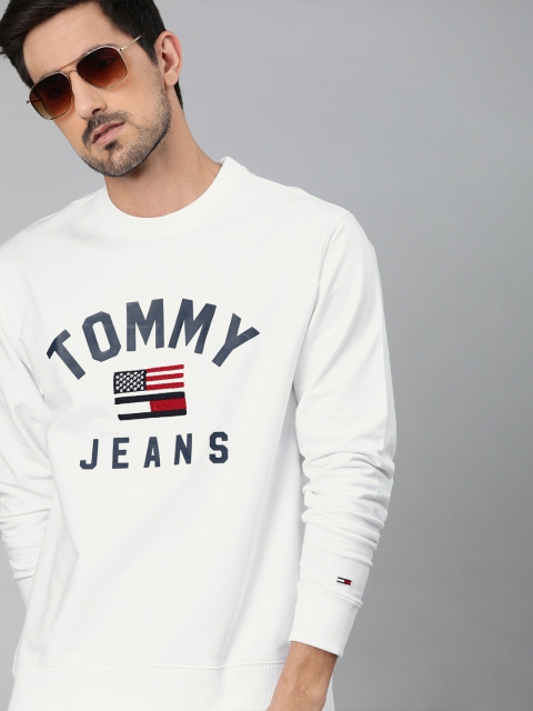 

Tommy Hilfiger Men White Printed Hooded Sweatshirt