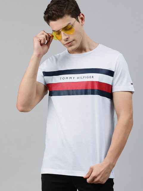 

Tommy Hilfiger Men White Brand Logo Printed Round Neck T-shirt