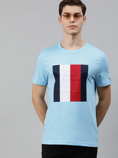 

Tommy Hilfiger Men Blue Brand Logo Printed Round Neck T-shirt