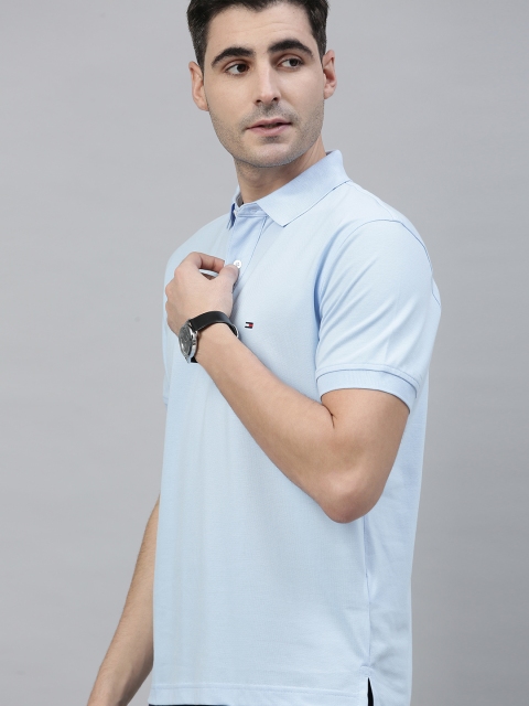

Tommy Hilfiger Men Blue Solid Polo Collar T-shirt