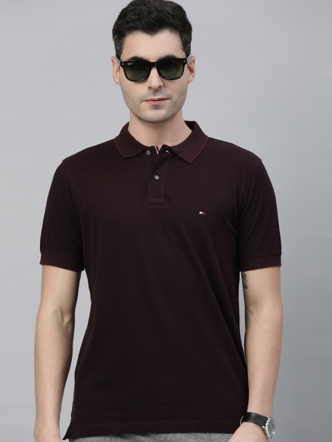 

Tommy Hilfiger Men Burgundy Solid Polo Collar T-shirt