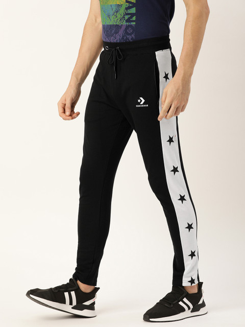 

Converse Men's Black and White Printed Track Pants
