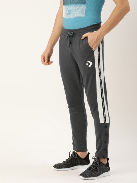 

Converse Men Grey Solid Straight Fit Track Pants with Printed Detail