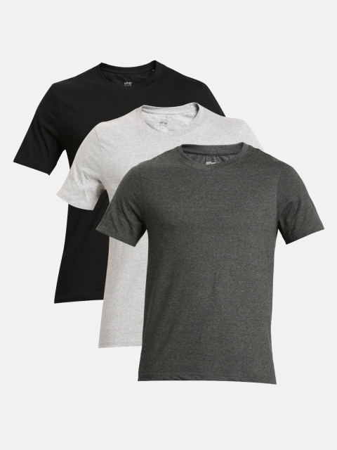 

ether Men Pack Of 3 Solid Round Neck T-shirts, Black