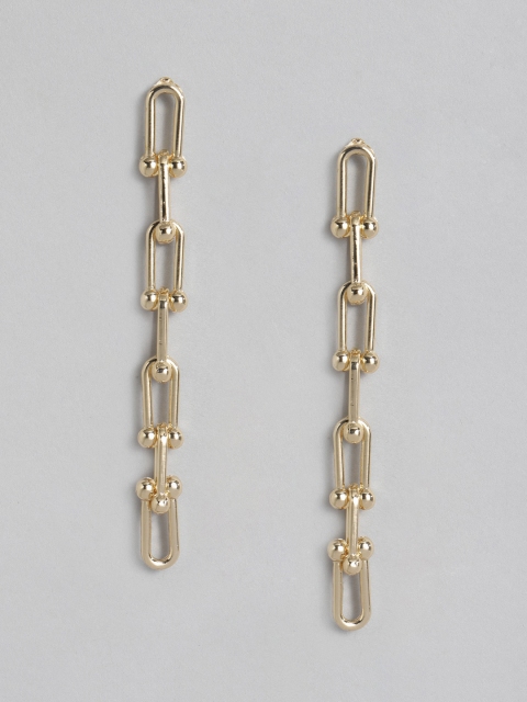 

DressBerry Gold-Toned Geometric Drop Earrings