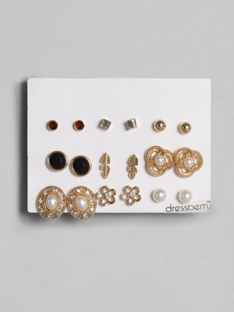 

DressBerry Set of 9 Gold-Plated Studs