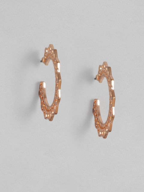 

DressBerry Rose Gold-Plated Circular Half Hoop Earrings