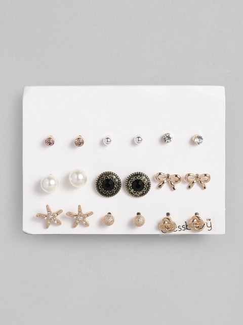 

DressBerry Set of 9 Gold-Toned Geometric Studs