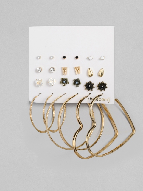 

DressBerry Set Of 12 Gold-Toned Earrings