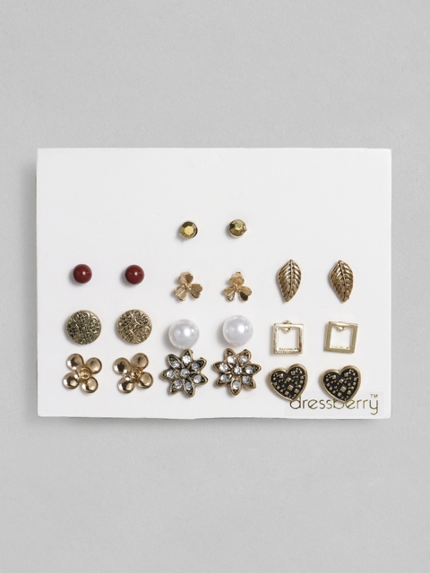 

DressBerry Set of 10 Gold-Plated Studs