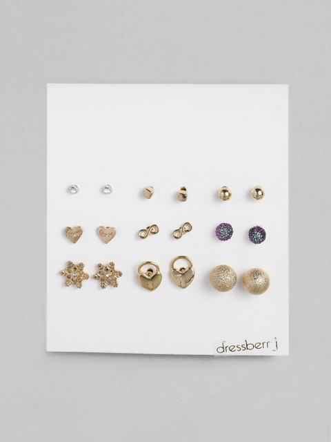 

DressBerry Set Of 9 Gold-Toned Studs