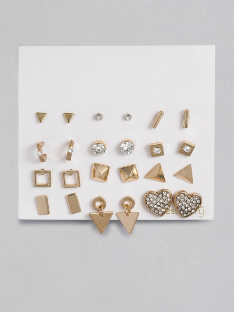 

DressBerry Set Of 12 Gold-Toned Geometric Studs