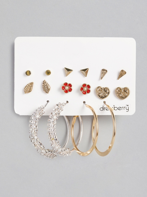 

DressBerry Set of 8 Gold-Toned Geometric Earrings