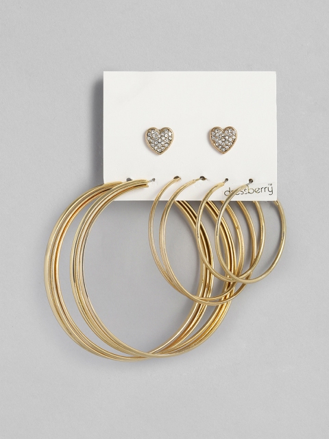 

DressBerry Set of 4 Earrings, Gold