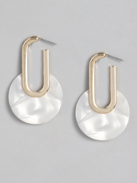 

DressBerry White Gold-Plated Geometric Drop Earrings