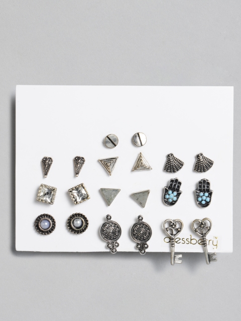 

DressBerry Set Of 10 Silver-Toned Circular Studs