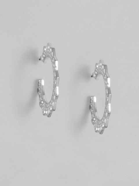 

DressBerry Silver-Plated Circular Half Hoop Earrings