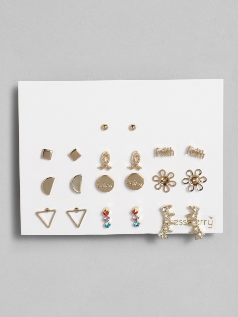 

DressBerry Set of 10 Gold-Plated Quirky Studs