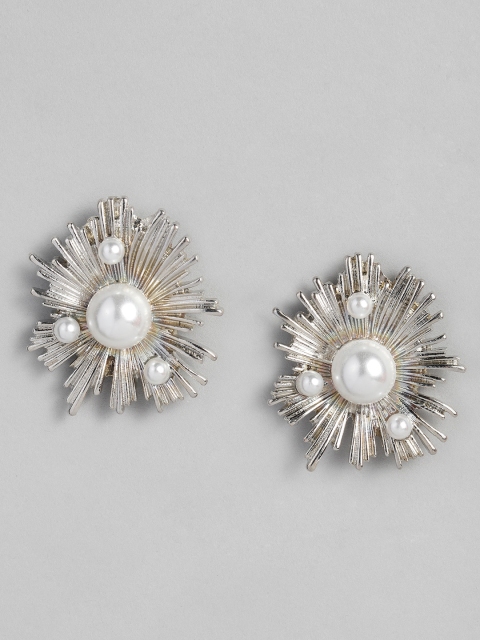 

DressBerry Silver-Toned Embellished Circular Studs