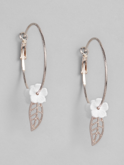 

DressBerry Rose Gold Leaf & Floral Shaped Hoop Earrings
