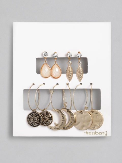 

DressBerry Set Of 5 Gold-Toned Drop Earrings