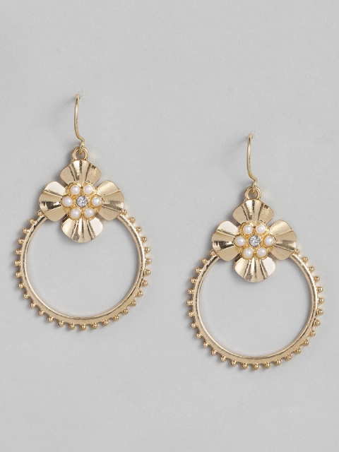 

DressBerry Gold-Toned Circular Drop Earrings