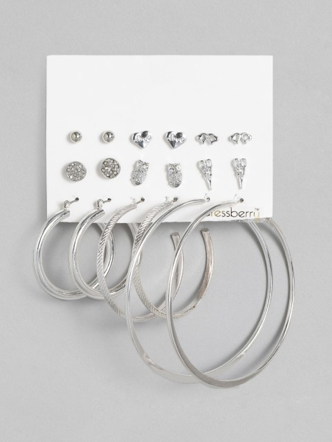 

DressBerry Set of 9 Silver-Plated Earrings