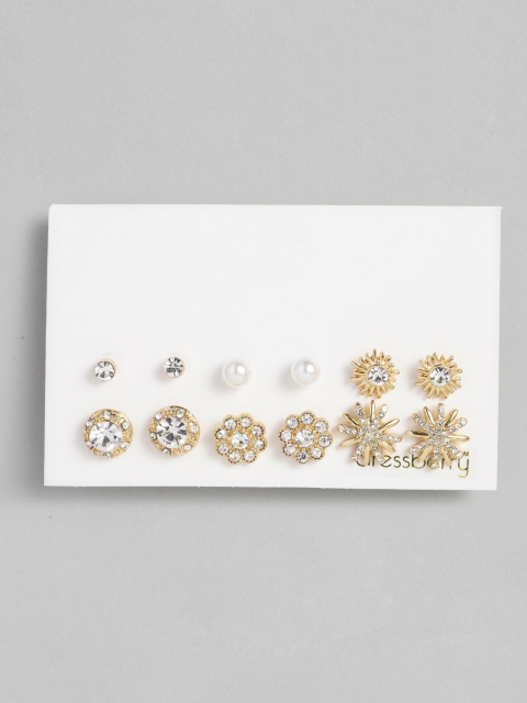 

DressBerry Set of 6 Gold-Toned Geometric Studs